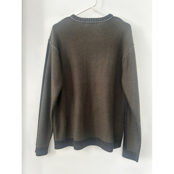 Burnside Olive Green Black Knit Crew Neck Men's Sweater Size‎ L - Picture 2 of 8